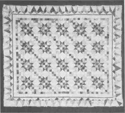 Quilt Paths Across Illinois made by the Illini County Stitchers of Champaign County in 1990 recalls in its design the paths Illinois' families took to participate in the Illinois Quilt Research Project.  The quilt, named to commemorate the project, was used as a fundraiser.