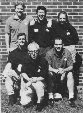 Meet the 1995 Illinois Rural Recreation Development Project leadership: (standing l-r) Spencer Ely,
Bruce Takasaki, Becky Parkinson; (kneeling l-r) Jeff Wait, Project Director Dr. Jim Brademas, Brian
Kroenig.