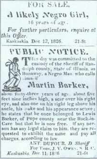 Public Notice for the sale of a slave