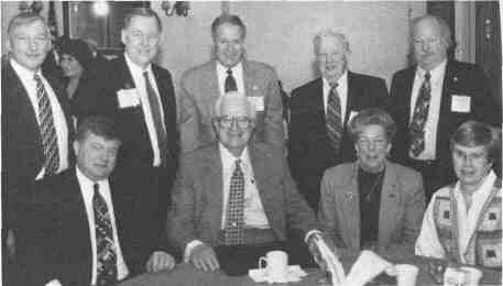 Pictured left to right: (seated) Dr. Ted Flickinger (IAPD), Congressman Henry Hyde (R-6th District), Phyllis Cassarek (Wilmette PD) and Mary Garrison (Winnetka PD); (standing) Ron Lehman (Channanhon PD), Don Jessen (Addison PD), Joe Doud (Northbrook PD), Fred Hohnke (Woodridge PD) and Skip Dunsmuir (Wheaton PD).