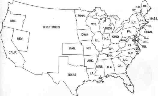 Distinguish Union states from Confederate states in 1864.