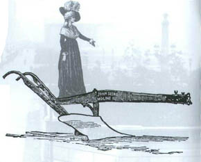 Woman standing on a plow