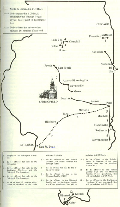 Rail lines affected by abandonment in USRA 