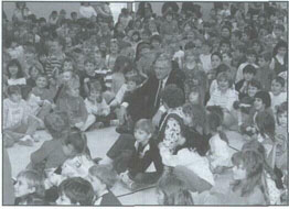 School Children with Robert Leininger