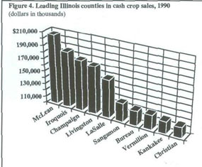 Figure 4. Leading Illinois counties in cash crop sales, 1990
