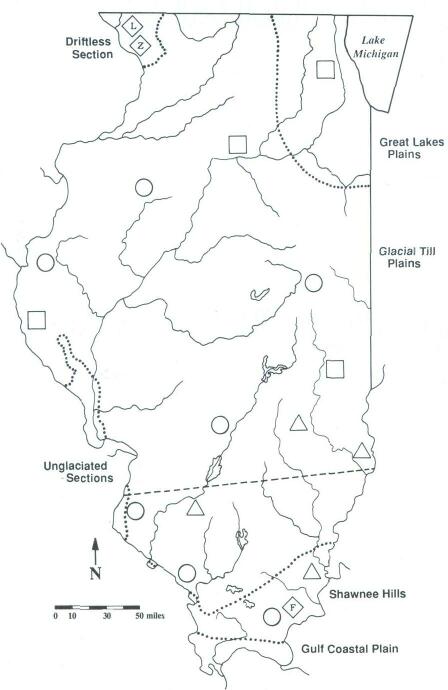 PHYSICAL GEOGRAPHY MAP OF ILLINOIS