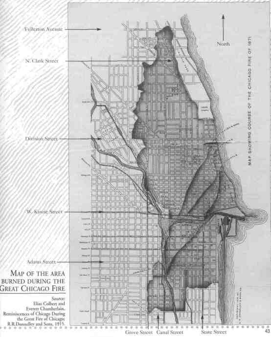 Map of the Area Burned During the Chicago Fire