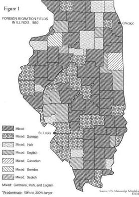 Figure 1 - Foreign Migration Fields in Illinois, 1850