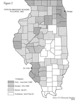 Figure 2 - Foreign Immigrant Regions in Illinois, 1850
