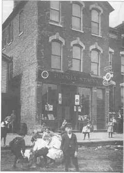 Street Scene in front of a Polish Saloon