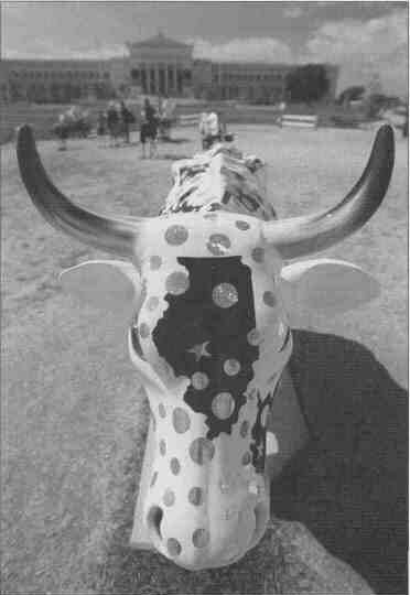 With a map of Illinois on its forehead, this cow keeps visitors to Chicago's museum campus in an Illinois state of mind.