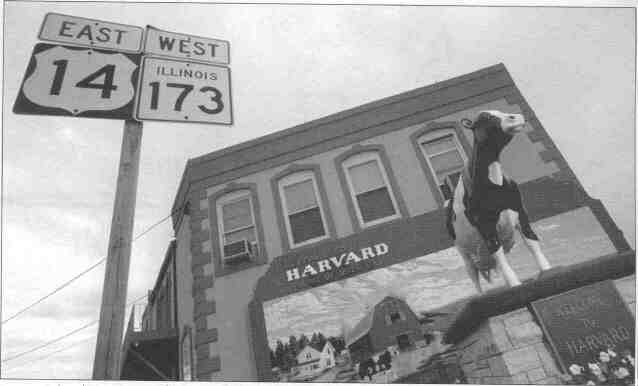 Thinking of itself as Milk Center of the World, Harvard erected Harmilda the cow in 1966. She continues to greet visitors to that northern Illinois town.