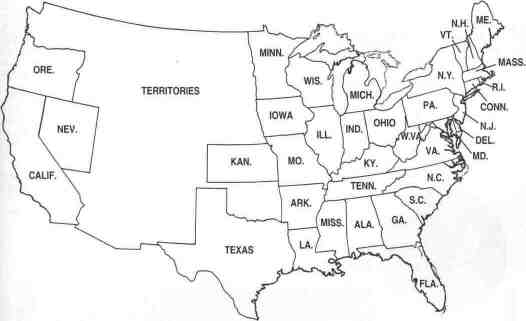 US map in 1864